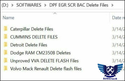 Cummins Cat Detroit Dodge Mack Volvo DELETE files - 808TRUCK